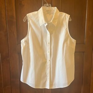 Coldwater Creek Women's White Cotton Sleeveless Button-Down Blouse, Size XL